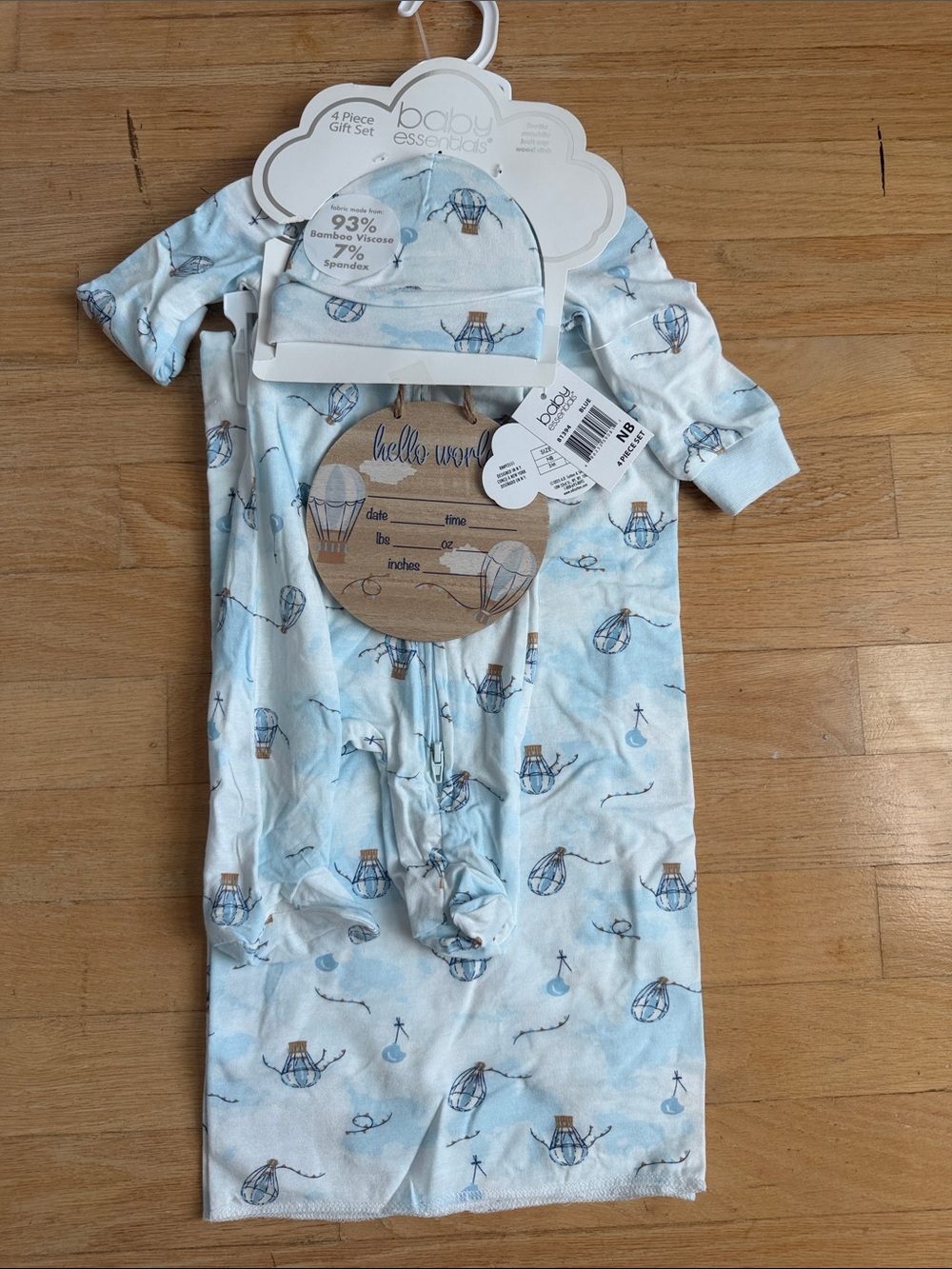 Baby Essentials Light Blue Hot Air Balloon Sleep Sack & Cap Set
